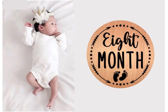 Eight Month Baby Milestone SVG Design for Crafts & Graphics