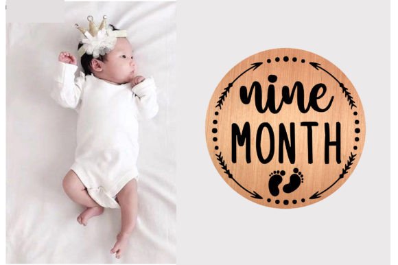 Nine Month Baby Milestone SVG Design